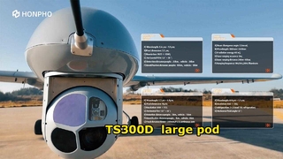 TS300D adalah pod besar yang menampilkan platform dua sumbu, empat bingkai yang distabilkan gyro.